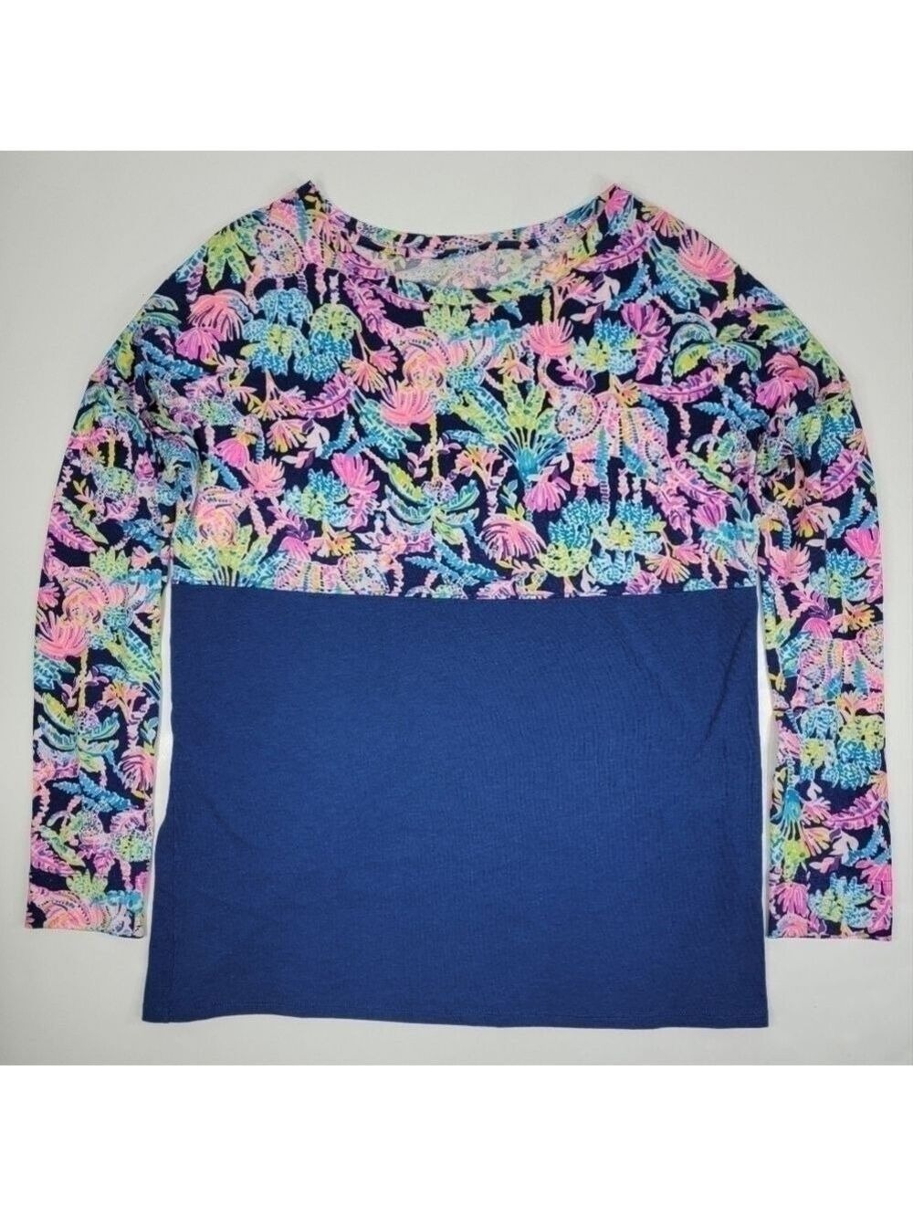 Lilly Pulitzer Finn Top Oyster Bay Navy Seen And Herd Women's Size Small EUC